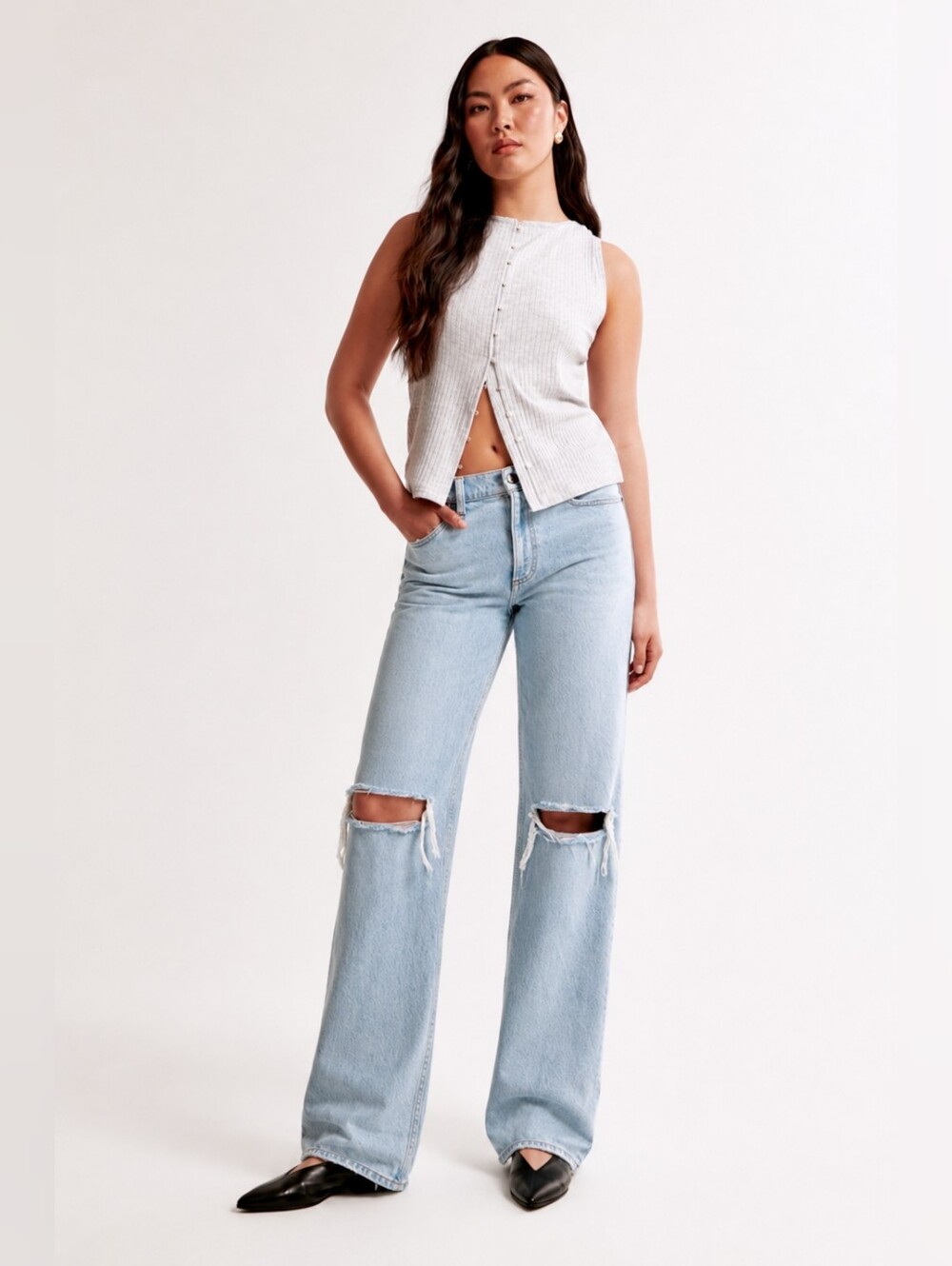 Abercrombie & Fitch 26/2L Curve Love The Baggy Low Rise Straight Leg Jean 26 L